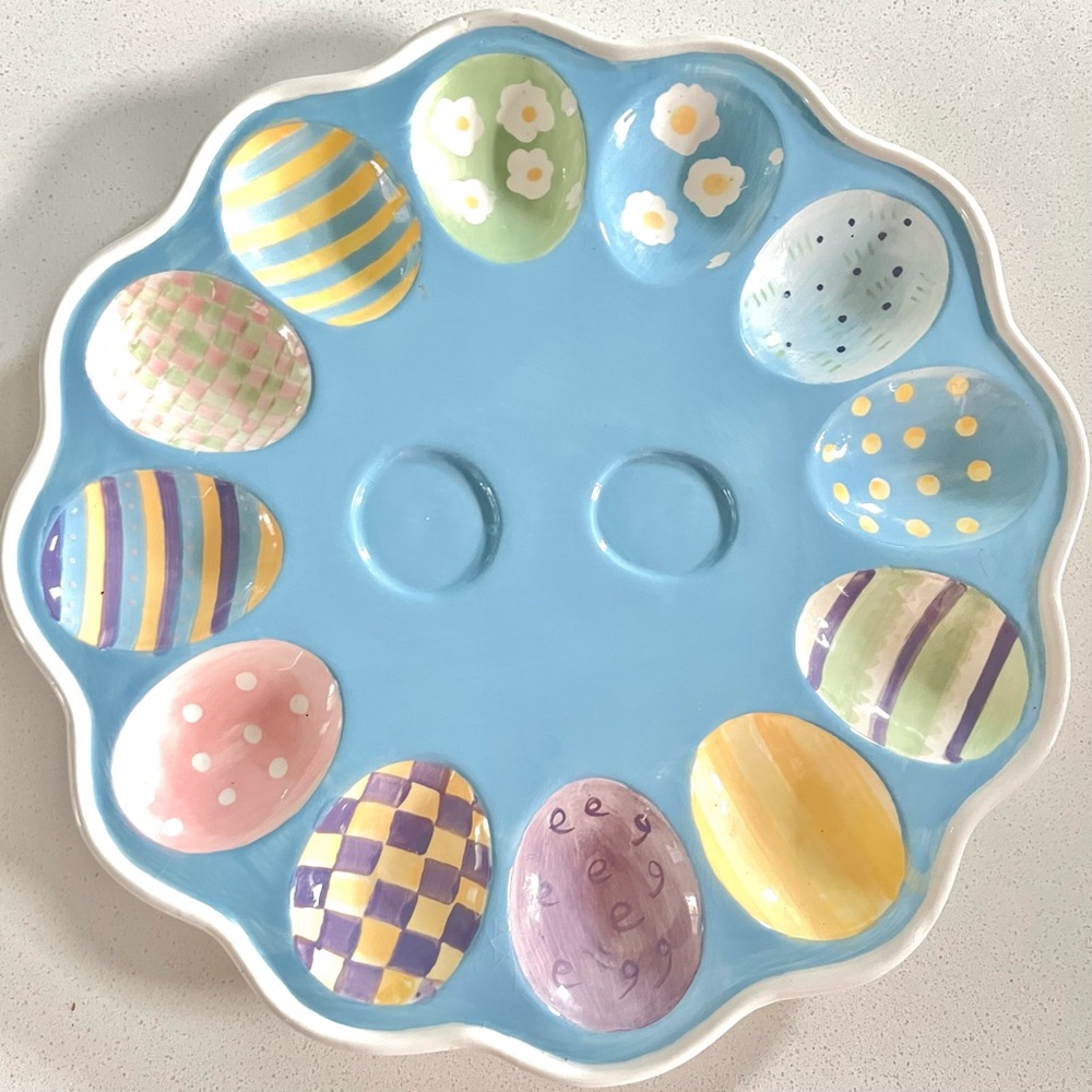 Debbie Mum Easter Egg Platter Colorful Pattern